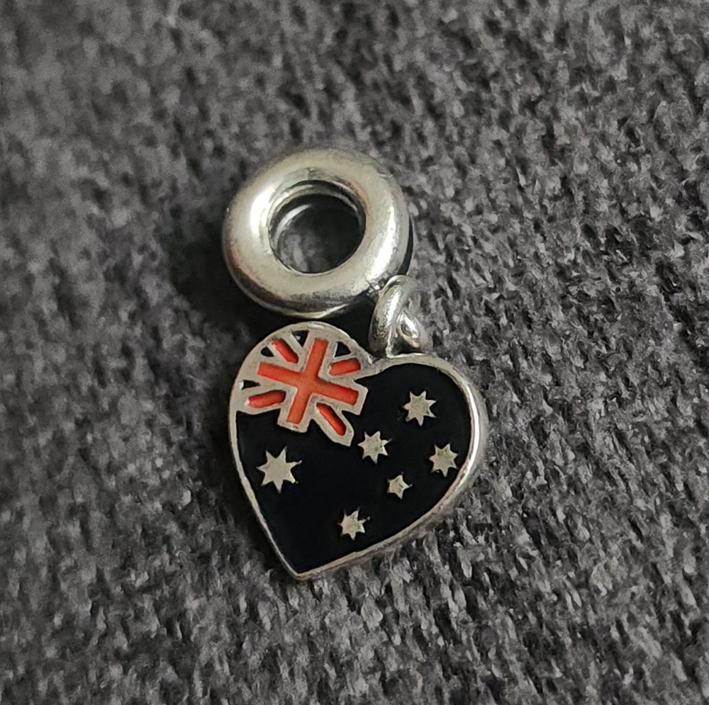 Pandora Silver and Black Heart Charm